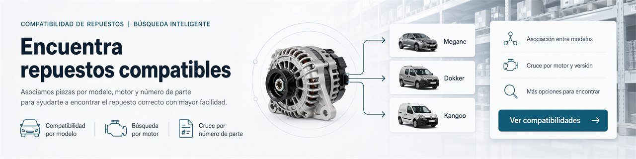 Encuentra repuestos compatibles por modelo, motor y número de parte